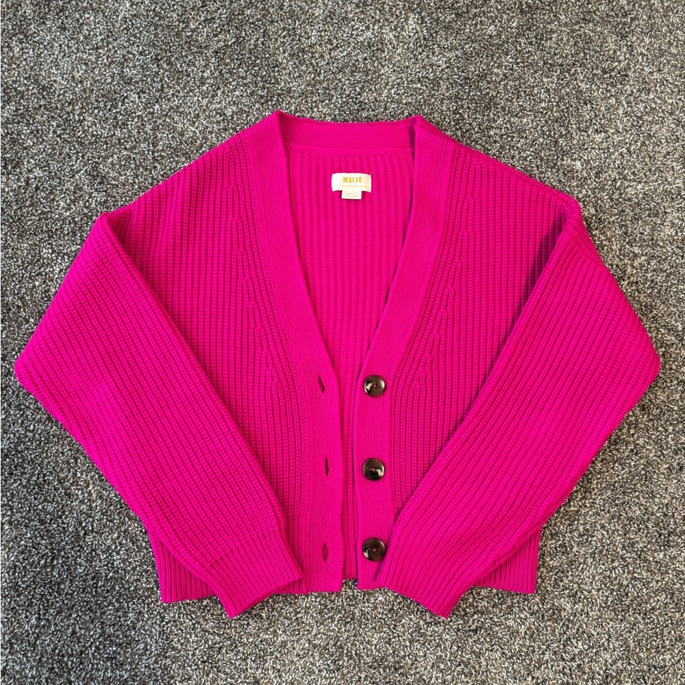 Maeve Anthropologie Fuchsia Button-Up Cardigan